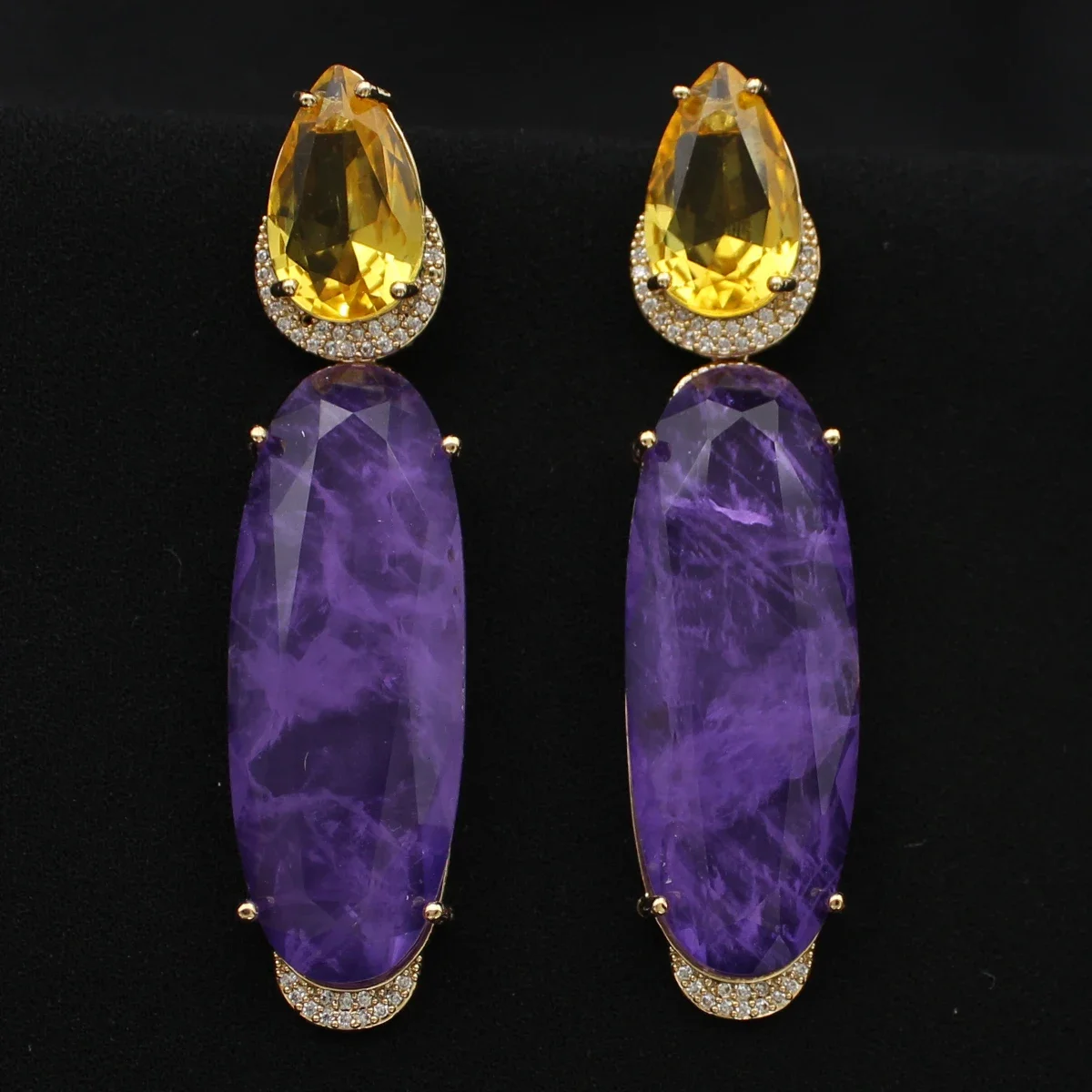 Красочные фиолетовые зеленые Висячие серьги для женщин роскошные ювелирные