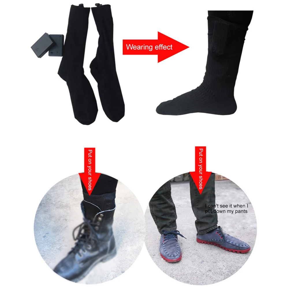 

Перезаряжаемые уличные термоноски с 3 регулируемыми температурами, теплые носки с подогревом, водонепроницаемые носки для кемпинга, лыжного спорта, пешего туризма, рыбалки