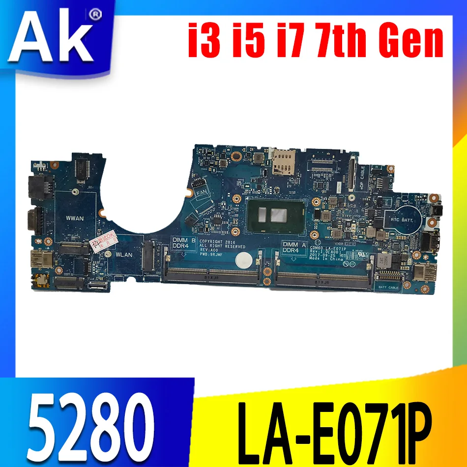 

LA-E071P материнская плата для ноутбука DELL Latitude 5280, материнская плата CN-04T711 04X332 с процессором I3 I5 I7 7-го поколения DDR4