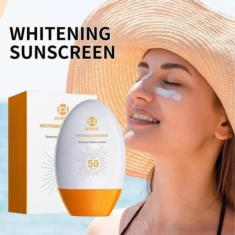 

Отбеливающий солнцезащитный крем SPF 50, Осветляющий солнцезащитный лосьон без жирных УФ-лучей, летний солнцезащитный крем для всех типов кожи