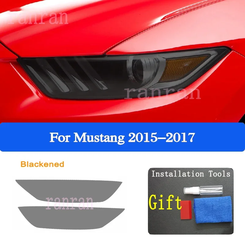 

Защитная пленка для передних фар Ford Mustang 2015-гг. в., Shelby GT500, черная, прозрачная, из ТПУ