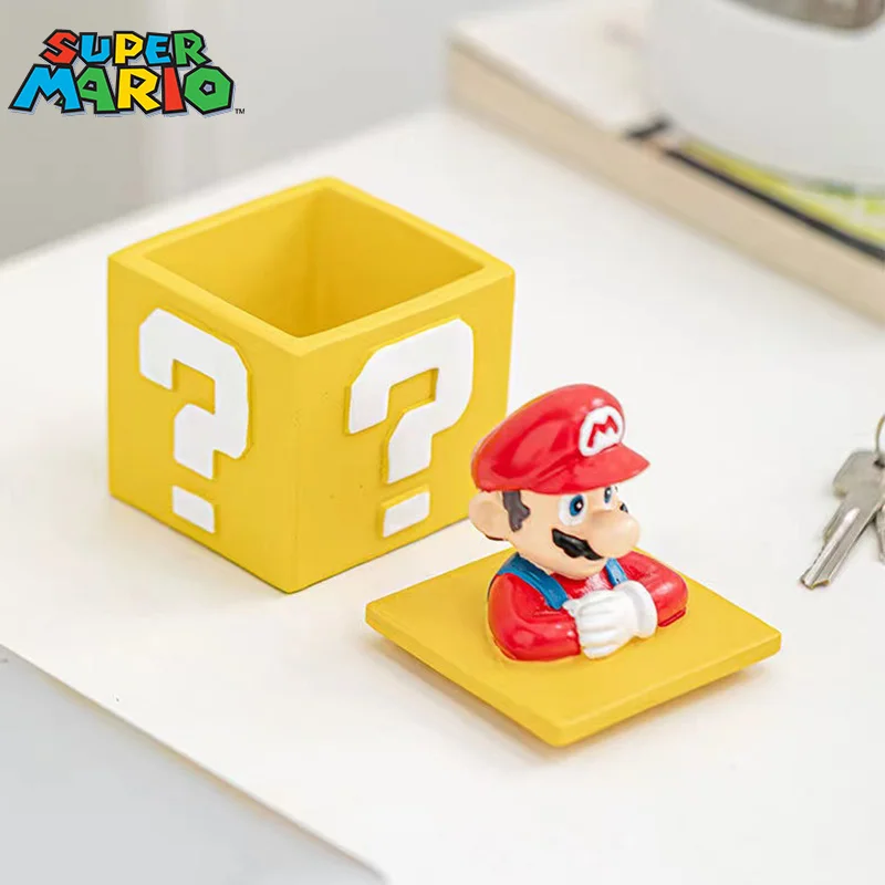 

Super Mario Bros Anime Question Mark Block Storage Box Cartoon Game Figure Toy Home Ornaments PVC Model Kids Gift