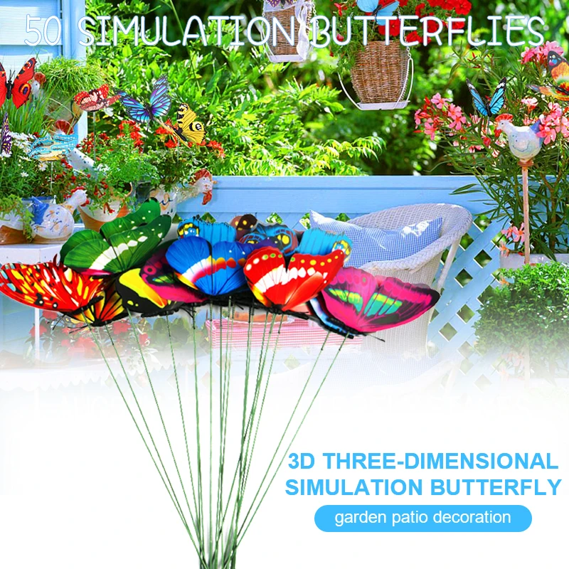 

50-150 шт., разноцветные бабочки для украшения сада