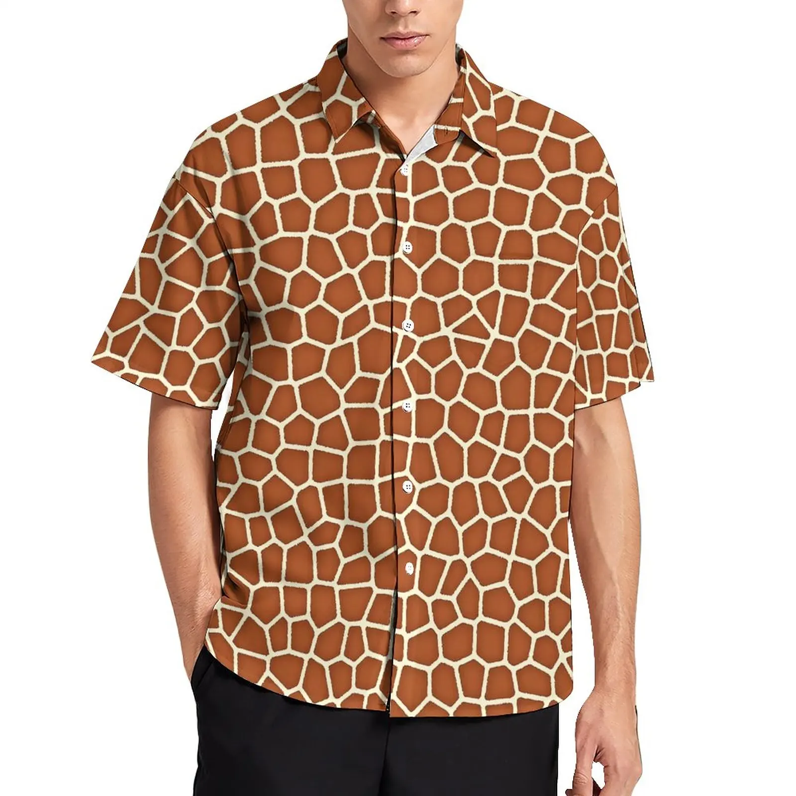 

Giraffe in Shades Beach Shirt Animal Print Hawaii Casual Shirts Man Retro Blouses Short Sleeve Graphic Top Plus Size 3XL 4XL