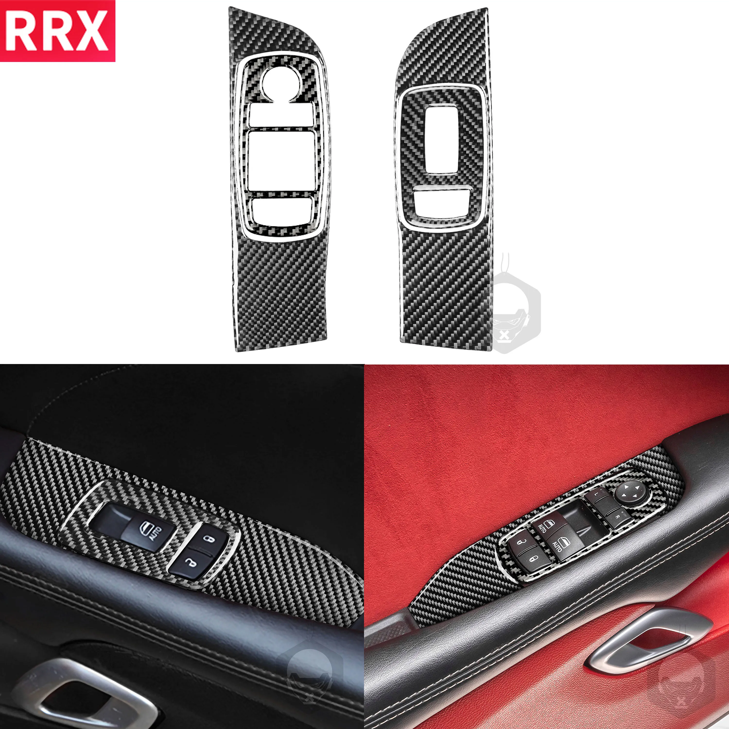 

For Dodge Challenger 2015+ Carbon Fiber Door Arm Rest Window Console Switch Panel Cover Trim Sticker Interior Car Accessories