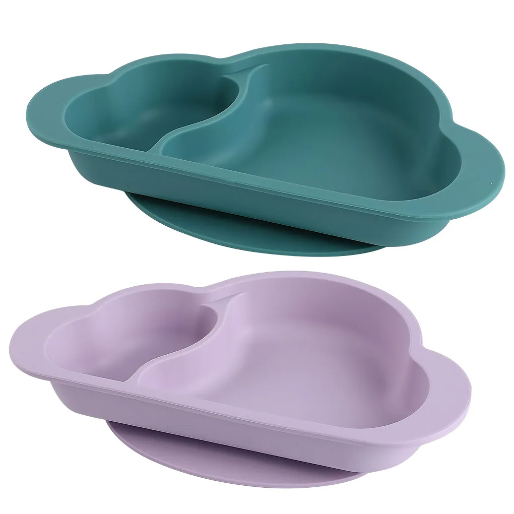 

Baby Dining Plate with Suction Cup Non-Stick Feeding Tableware Table Divided Tray Household Eating Supplies Purple