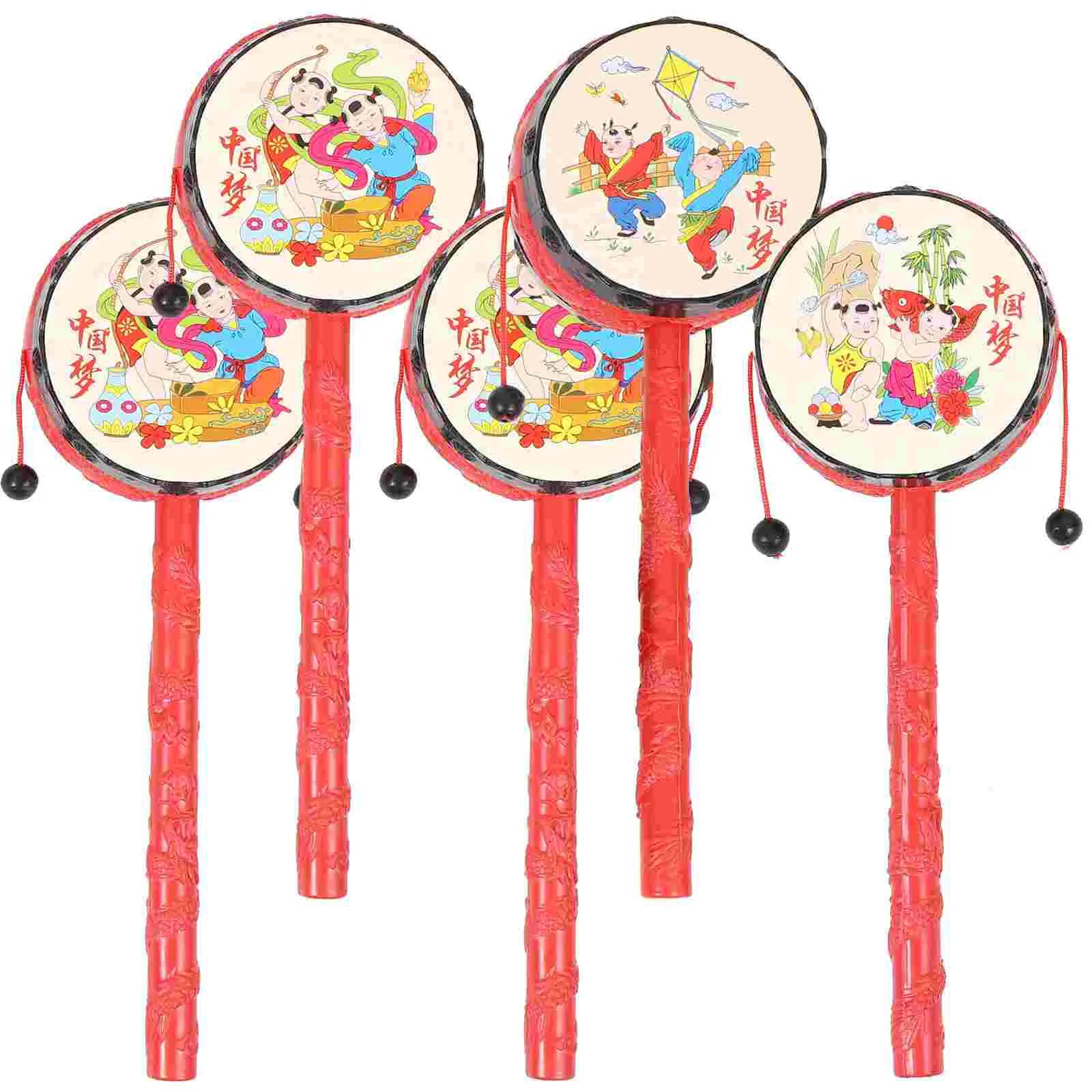 

5Pcs Baby Percussion Instrument Toy Chinese Traditional Drum Toy Shaking Toy