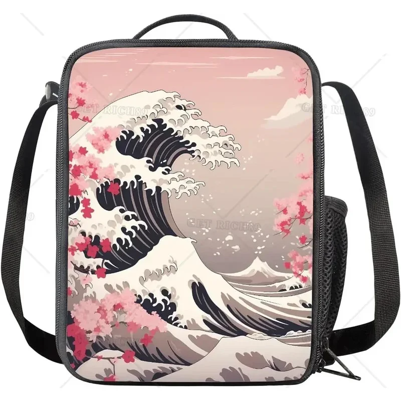 Изолированная сумка для обеда The Great Wave Off Kanagawa Cherry Blossoms Сакура с принтом и