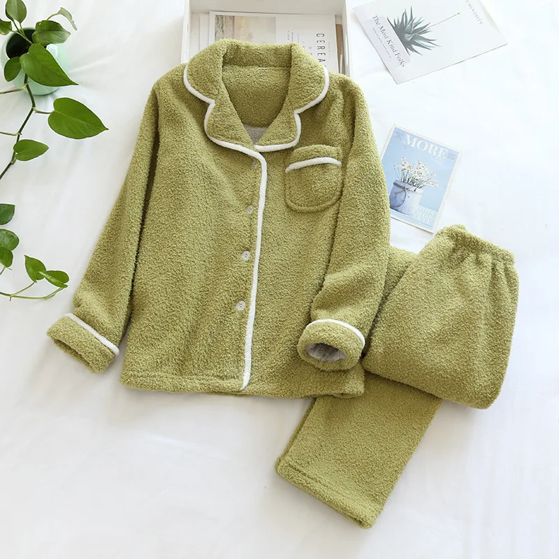 

Womens Pajamas Set Autumn And Winter New Ladies Plus Size Sheep Wool Warm Pajamas Suit Couple's Men Home Service Pijamas