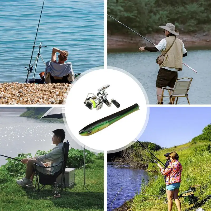 Маленькая удочка Портативная с ручкой и катушкой Комбинированная Компактная для