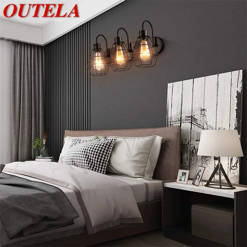 

OUTELA Retro Wall Light Indoor Fixtures Scones Mounted Originality Design Loft Bedroom LED Industrial Lamp