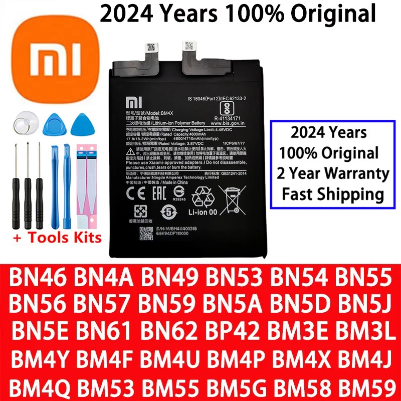Оригинальный аккумулятор Lite Pro для Xiaomi Redmi Note POCO M2 F3 M3 X3 X4 X5 A3 K30 K40 7 7A 8 8T 9 9T 9S 10 10T 10S 10X