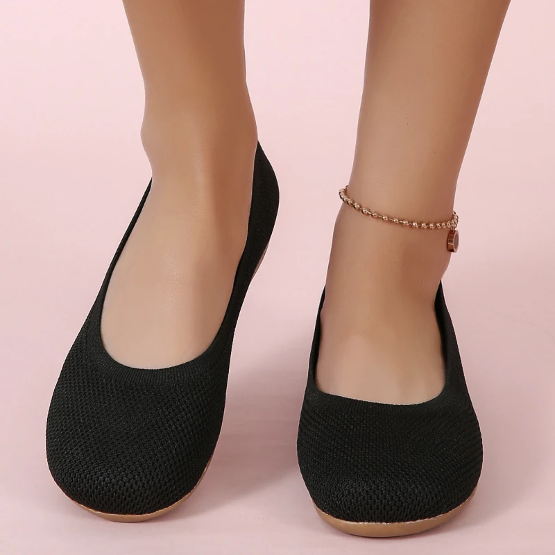 

Shoes for Women 2022 Summer Round Toe Shallow Wedges Casual Shoes Women Mesh Knit Slip-On Flats Tennis Female Zapatos De Mujer