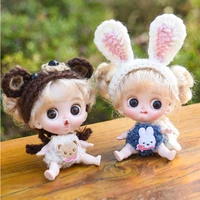 ob11 doll mini bjd ball jointed boy girl 112 dolls curly wig with cute expression face 10cm surprise dolls toys gift for girls