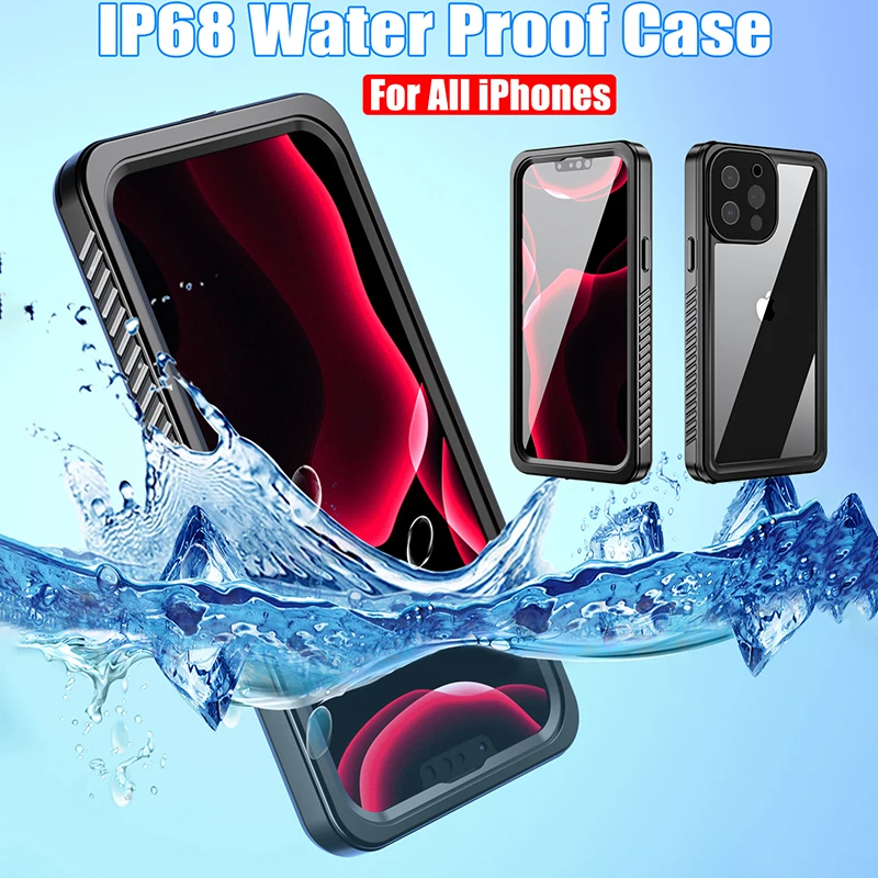 Full Sealed IP68 Underwater Case For iPhone 14 13 12 Pro Max Mini 11 XS Max XR 6 7 8 Plus 5 SE 2 3 Waterproof Diving Swim Cover
