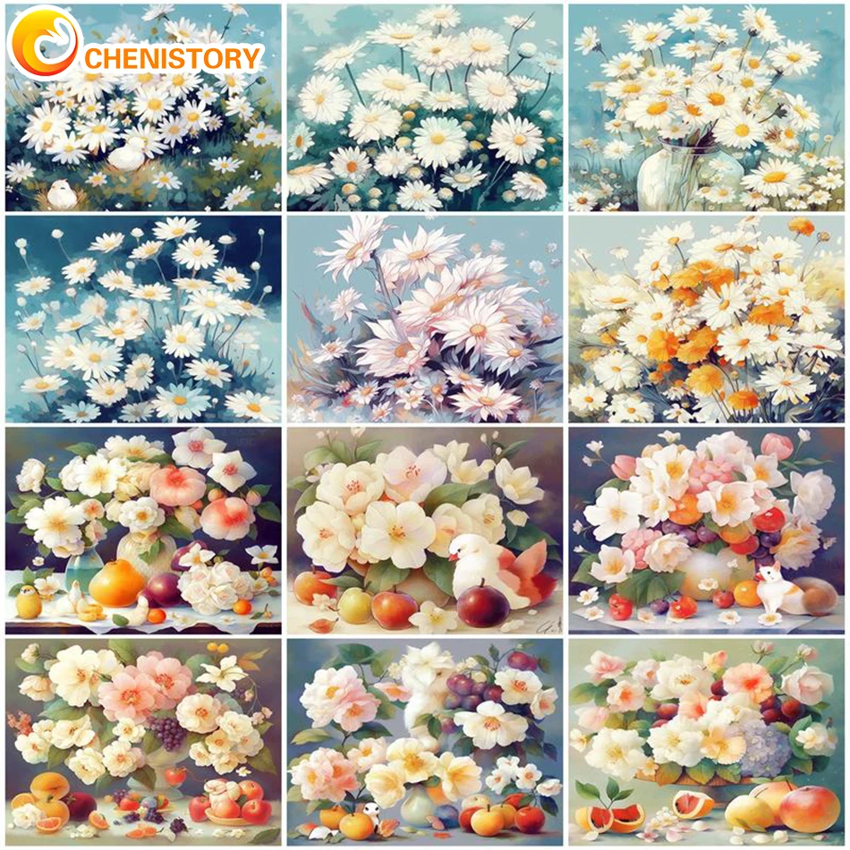 

CHENISTORY DIY Coloring By Numbers Winter Flower Landscape Paintings Mordern Pictures Paints By Numbers For Home Wall Decor Art