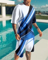 summer man causal 3d print mens short sleeve tshirt shorts tracksuits set 2 piece oversized sportswear sets for men clothing