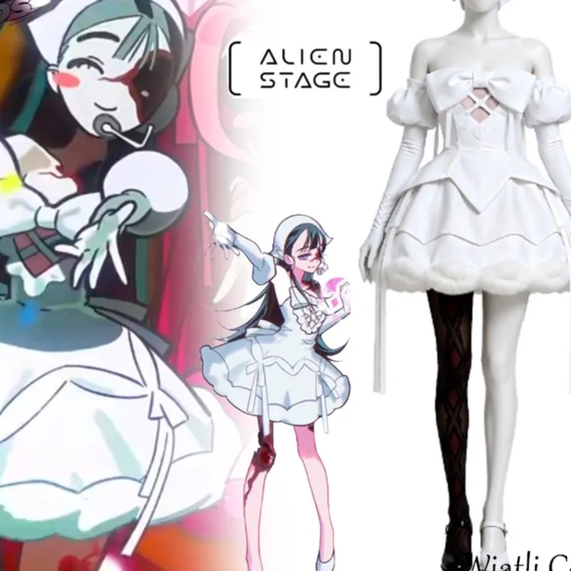 Фото Костюм для косплея Wiatli Alien Stage Zombie Stage ZOMST Sua, белое платье, полный комплект, для взрослых женщин, на Хэллоуин, для комиксных и аниме ролевых игр №1
