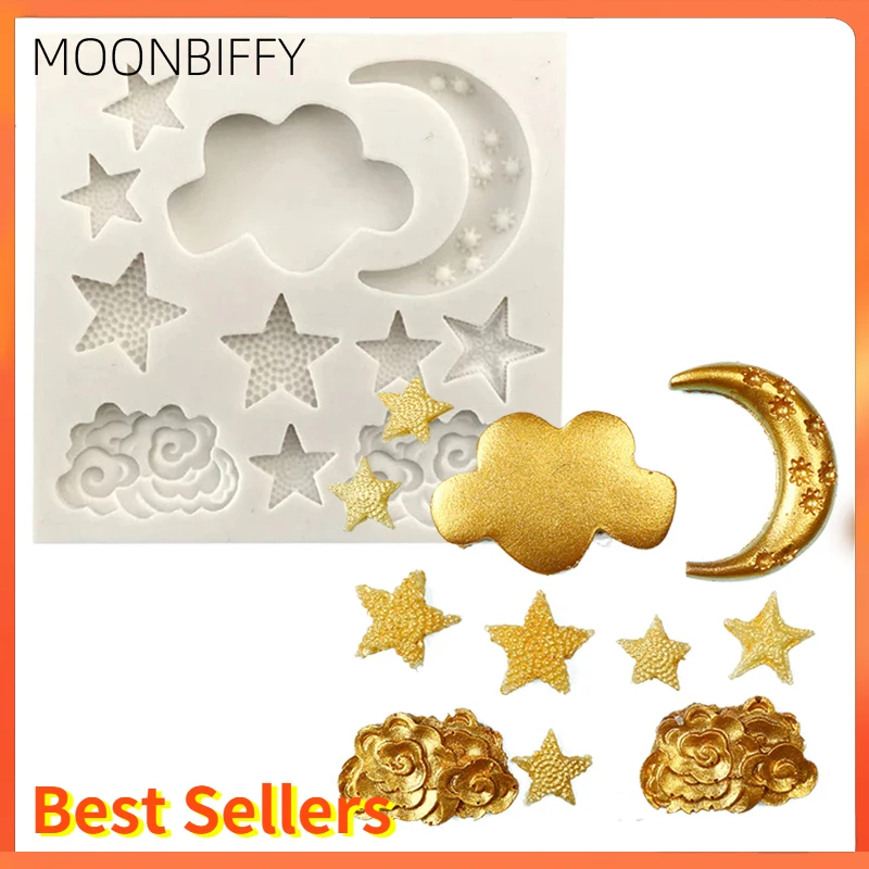 

Cloud Moon Stars Cake Fondant Molds Silicone Sugar Craft Gum Paste Chocolate Candy Mold Polymer Clay Mold Cupcake Decorations