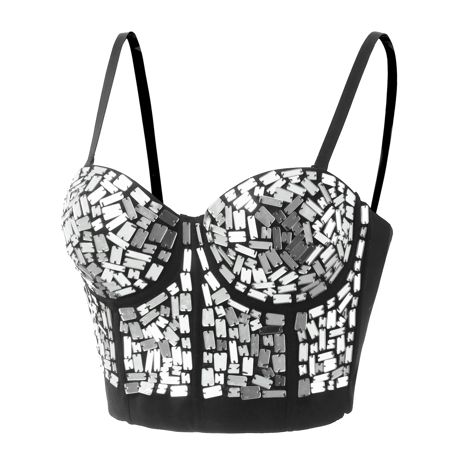 

Summer High End Tops Women Corset Luxury Bling Sequined Y2k Tank Woman Clothes Push Up Bustier Ladies Crop Top