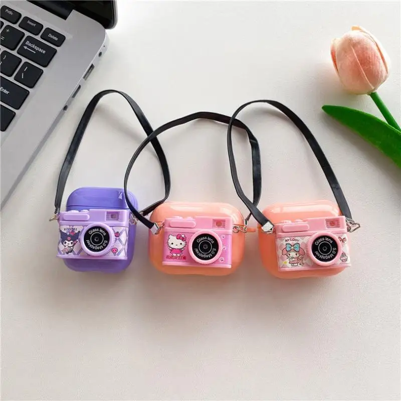

Sanrio Mymelody Kawaii мультяшная камера для Airpods Pro/1/2/3 поколение наушников корпус светильник излучающий Bluetooth защитный чехол