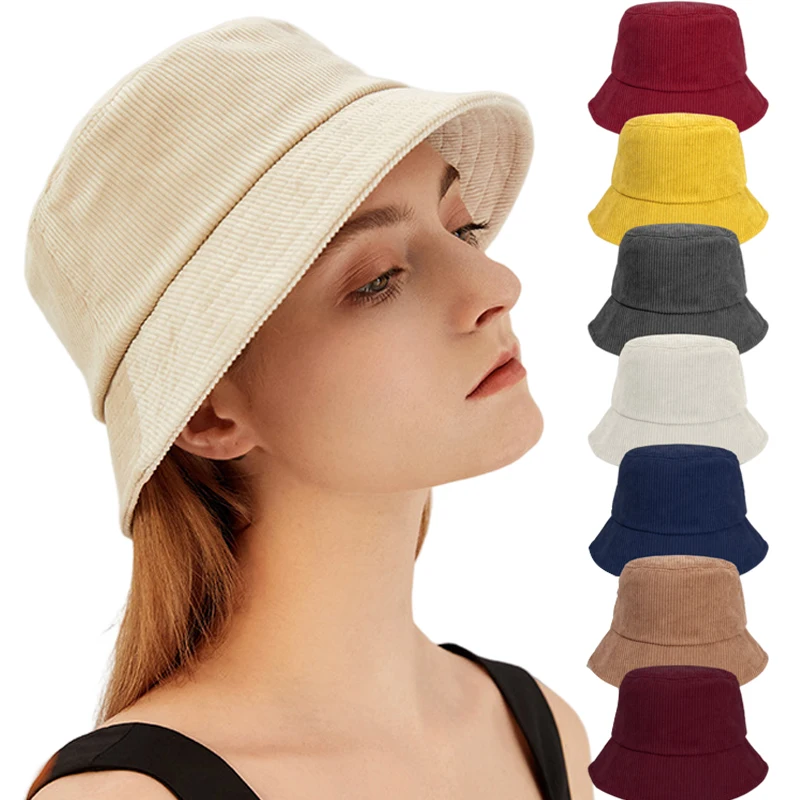 

Bucket Hat Women Men's Corduroy Fisherman Hat Retro Fashion Autumn Winter Hat Flat Bottom Bob Gorro Hip Hop Panama Hats Caps