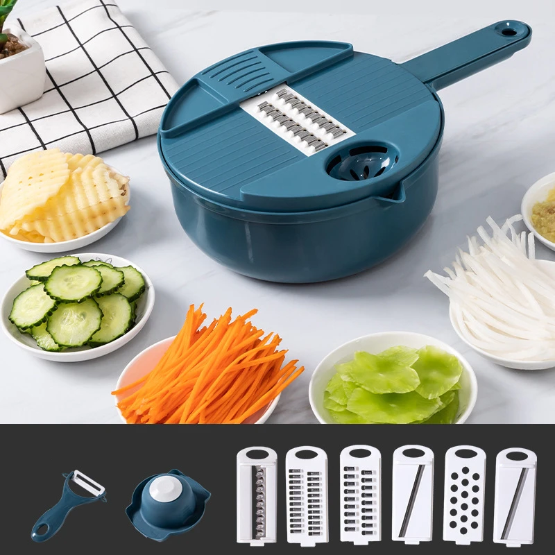 

12PCS Vegetable Chopper Manually Multi-function Vegetable Cutter with Guard Planer Carrots Potatoes Grater Kitchen Accessories