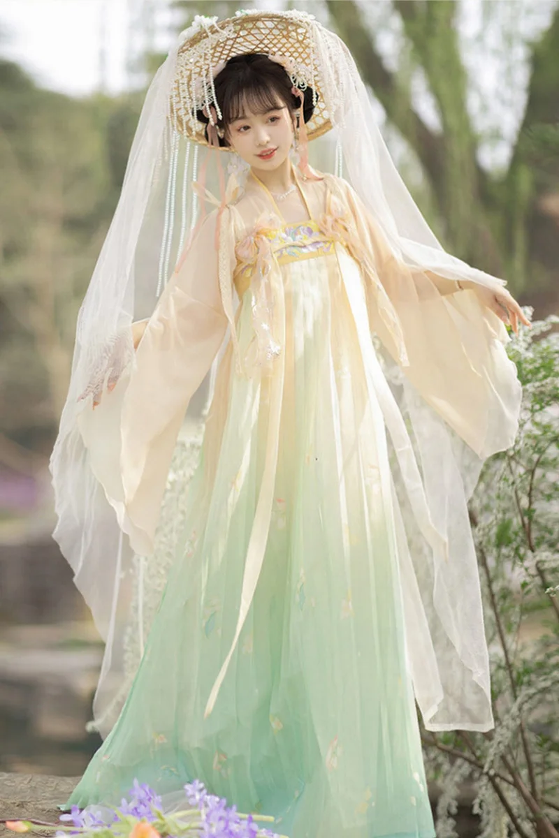 Костюм династии ханьфу Тан Женская юбка костюм для народного танца Традиционный