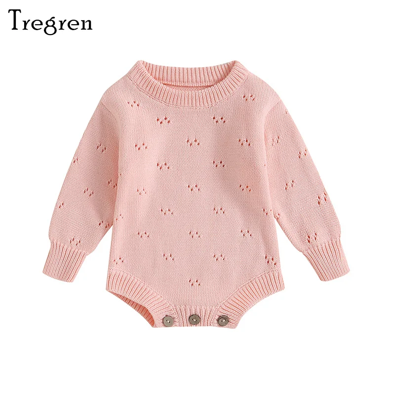 

Tregren, 0-24 м, Детский свитер, комбинезоны, однотонные комбинезоны с длинным рукавом, Осенние повседневные Костюмы для новорожденных