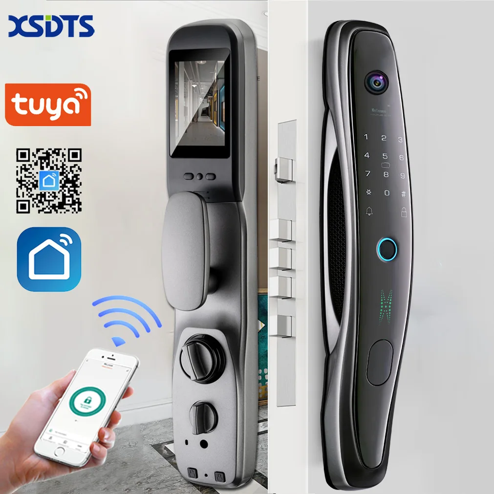 Tuya Smart Door Lock With Surveillance Camera WiFi Wireless Fingerprinty App Unlock Moniton Function With Door Bell
