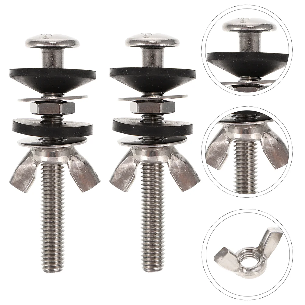 

2 Pcs Toilet Seat Cistern Bolts Toilet Tank Screw Seat Fixing Parts Hinge Rubber Mounting Professional Screws