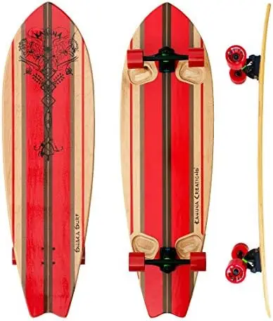 

Creations 46\u201D Longboard Skateboard Fishtail Rocker Cruiser w/ 180mm Trucks, 69mm 82a Wheels, ABEC7 Bearings \u2026 Scooter