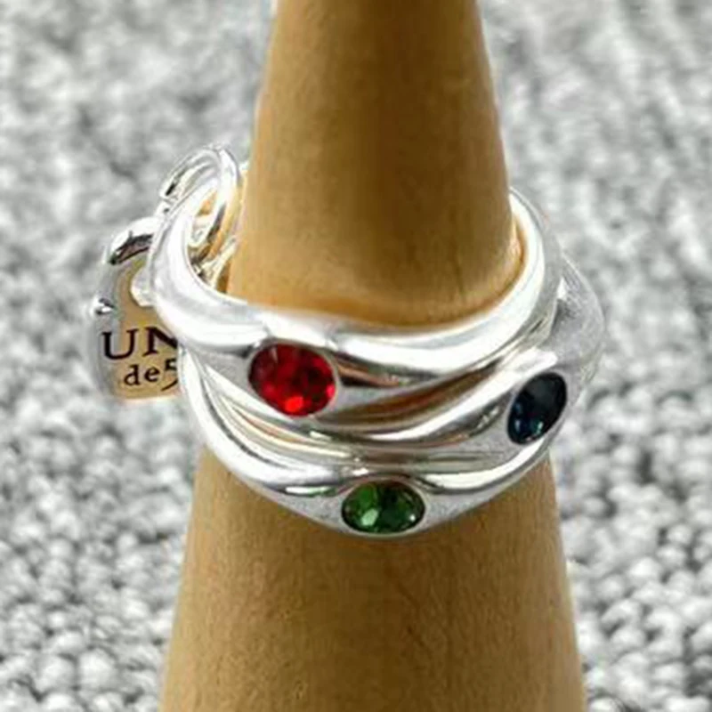 

2023 New UNOde50 Exquisite Fashion Electroplating 925 Exquisite Tricolor Gems Women's Romantic Holiday Jewelry Gifts