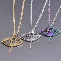 flower lotus charms necklace vintage pendant stainless steel necklaces for women men accessories chakra yoga choker never fade