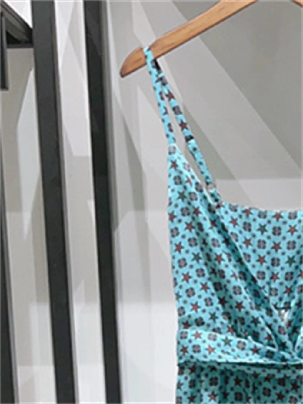 Women Deep V-Neck Sling Dress Star Geometric Printed 2023 Summer New Ladies Color Patchwork Lace Up Slim Vintage Robe