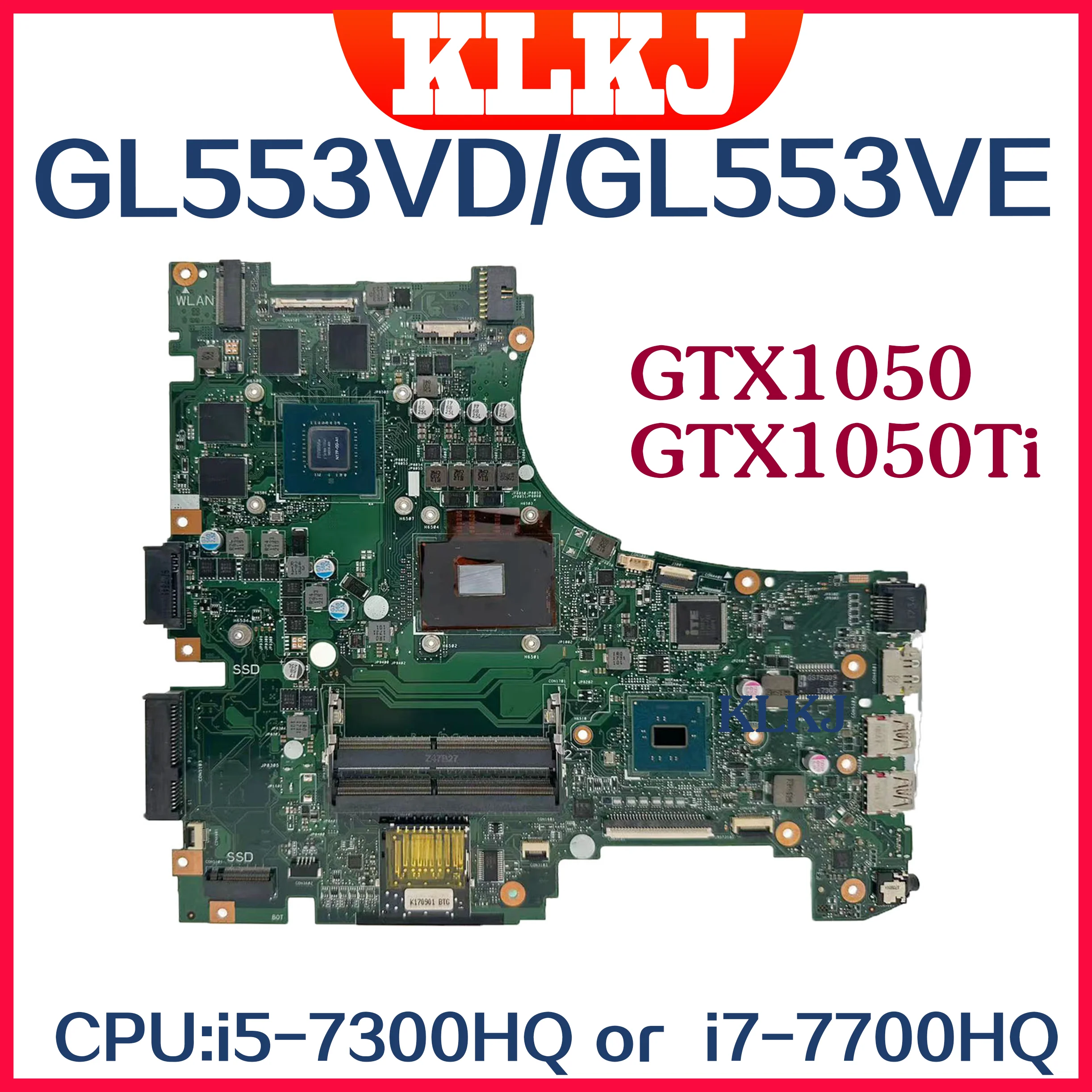 Dinzi GL553VD материнская плата ASUS ROG ZX53V GL553VE GL553VW материнская плата для ноутбука W/ I5-7300HQ GTX1050/GTX1050Ti GPU