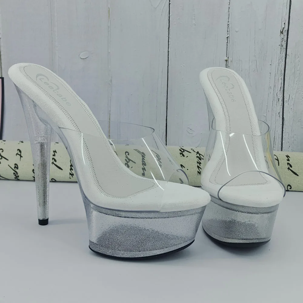 Leecabe 15CM/6Inch Clear Women's Platform Sandals  party High Heels Shoes Pole Dancing Shoes