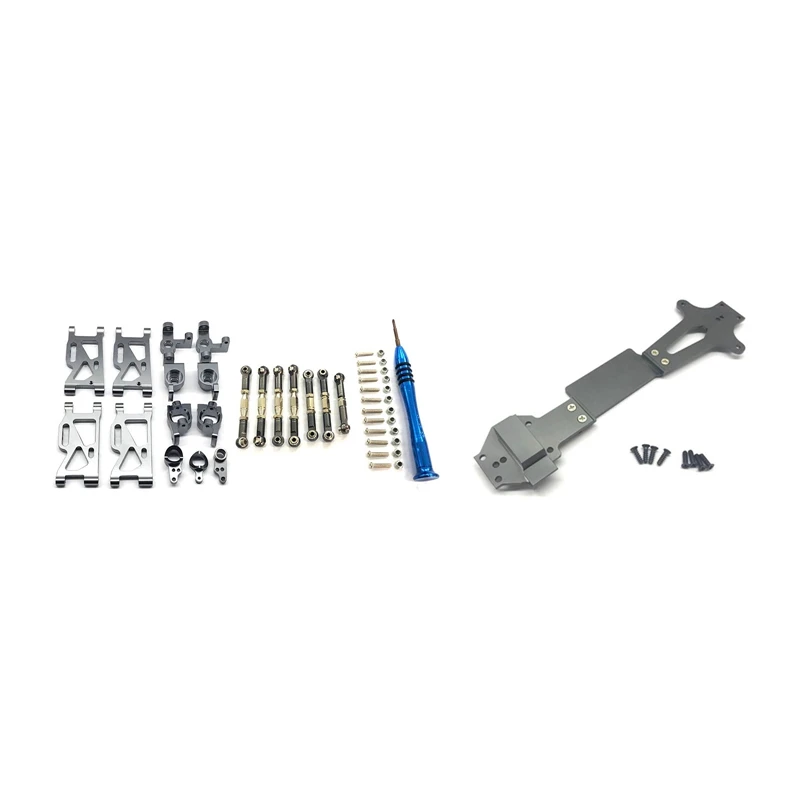 

1 Set Metal Steering Swing Arm Base C Rear Hub Seat Servo Pull Rod & 1Pcs Metal Second Floor Board 144001-1259,Grey