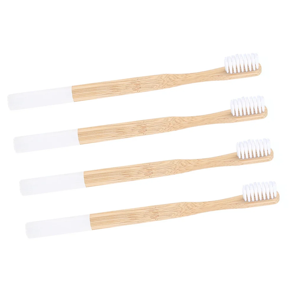 

4 Pcs Tooth Brush Kids Adults Manual Bamboo Wooden Toothbrushes Child