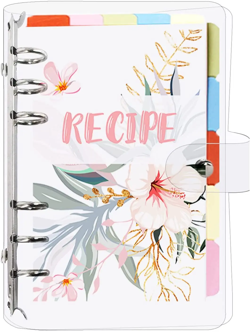 Cuaderno de carpetas de recetas, organizador de recetas de 6 anillos A5 páginas, diario de recetas de cocina con suplementos de Plan de comida semanal