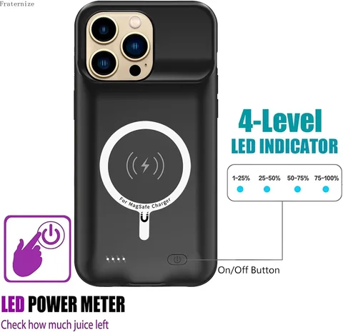 Чехол для зарядного устройства емкостью 10000 мАч для iPhone 13 Pro, беспроводная зарядка, внешний аккумулятор, магнитная крышка для зарядки аккумулятора Magsafe