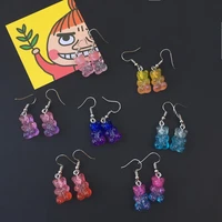 fashion gummy bears dangle earrings for women teens girls cute lovely trendy gradient color animal stud earrings fashion jewelry