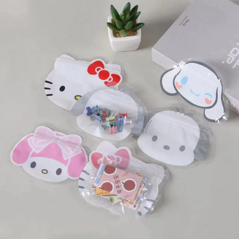 

10Pcs Kawaii Sanrio Sealing Bag Kuromi Accessories Cute Anime Storage Bag Waterproof Desktop Clutter Storage Toys for Girls Gift
