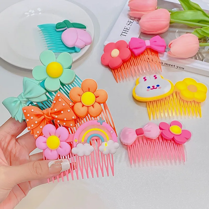 

Girls Baby Cute Cartoon Bow Flowers Hair Combs Hair Clips Hair Accessories Children Broken Hair Finishing Hairpins Barrettes