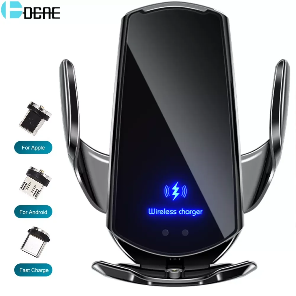 

NEW2023 Automatic 15W Qi Car Wireless Charger for iPhone 13 12 11 XR X 8 Samsung S22 S21 Magnetic USB Infrared Sensor Phone Hold
