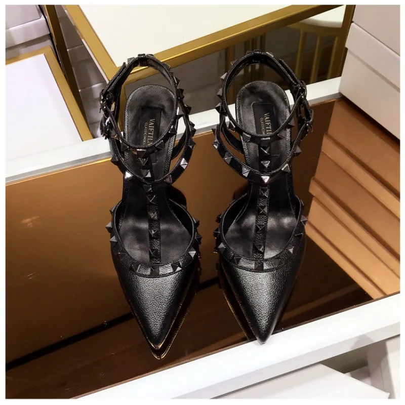 Gladiator Sandals Summer 2023 Ankle Strap White For Women's Shoes Party Shoes Brand Rivet High Heels Designer Sexy Ladies Shoes