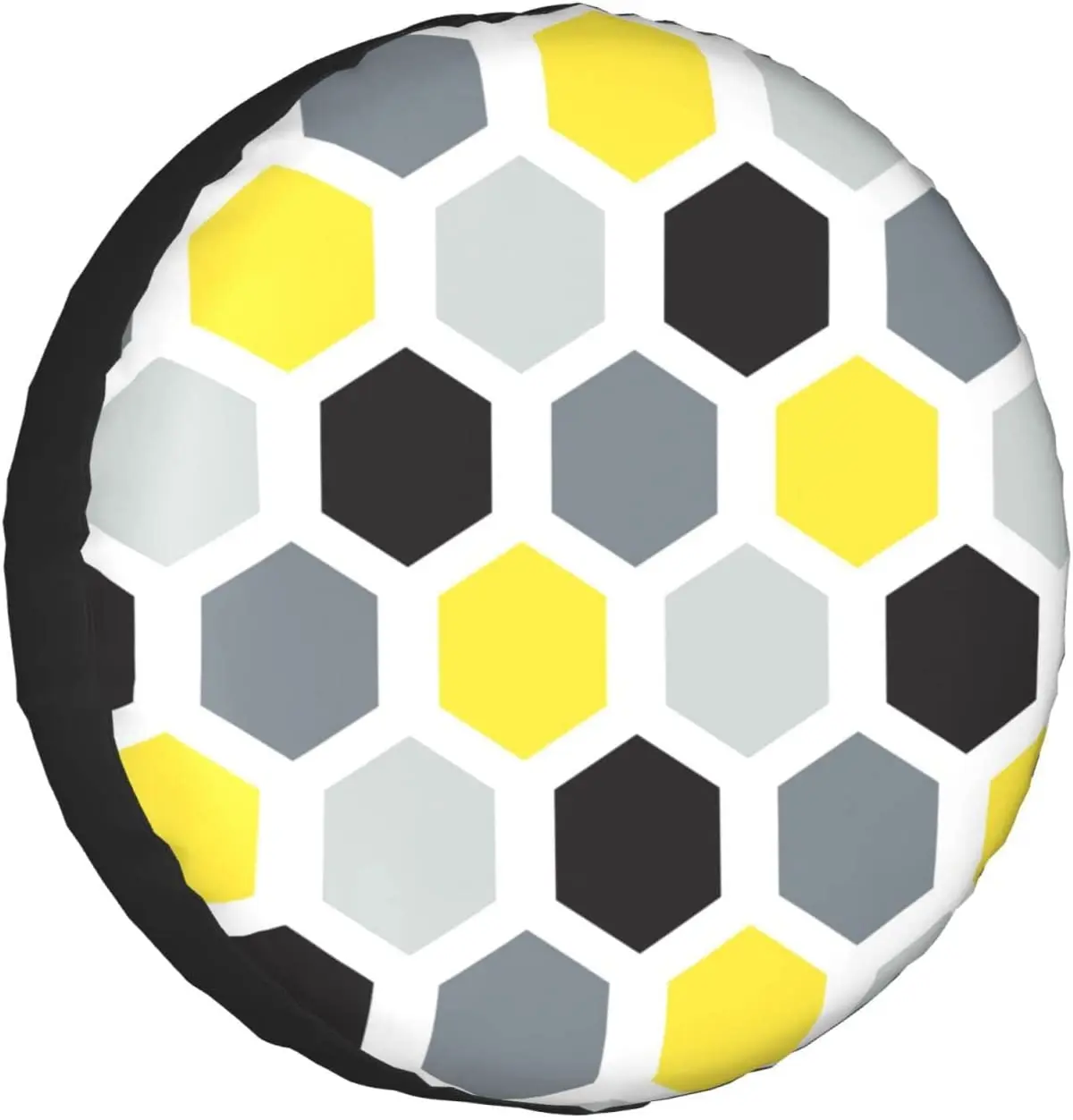 

Spare Tire Cover Universal Portable Tires Cover Grey Yellow Hexagon Geometry Car Tire Cover Wheel Protector Weatherproof