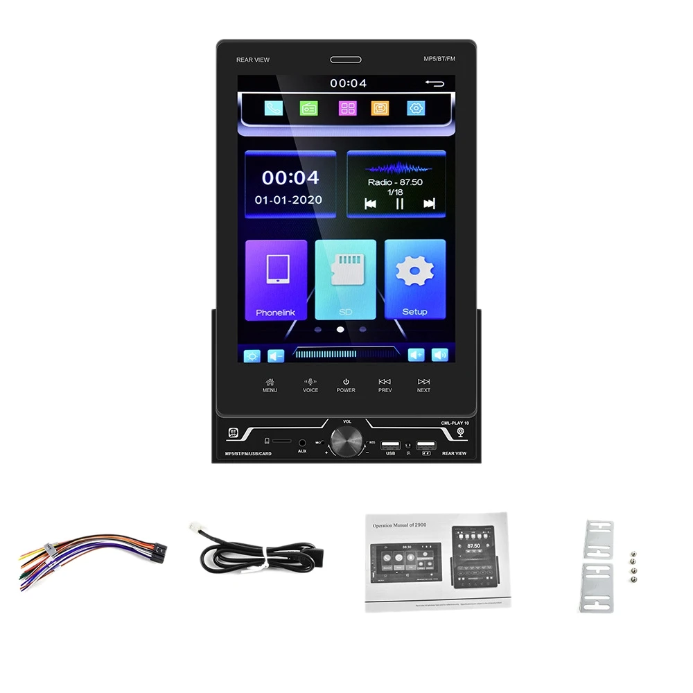 

2 Din Carplay Android Auto 9.5 inch Universal Car Radio Detachable Adjustment for- MP5 Player Without