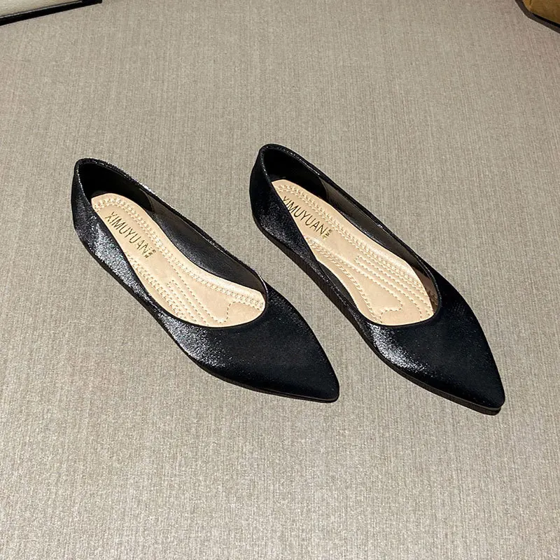 

Vintage Casual Women's Shoes Evening Style Simple Temperament Grandma Shoes Pointed Flat Sole Single Woman Chausures Femme