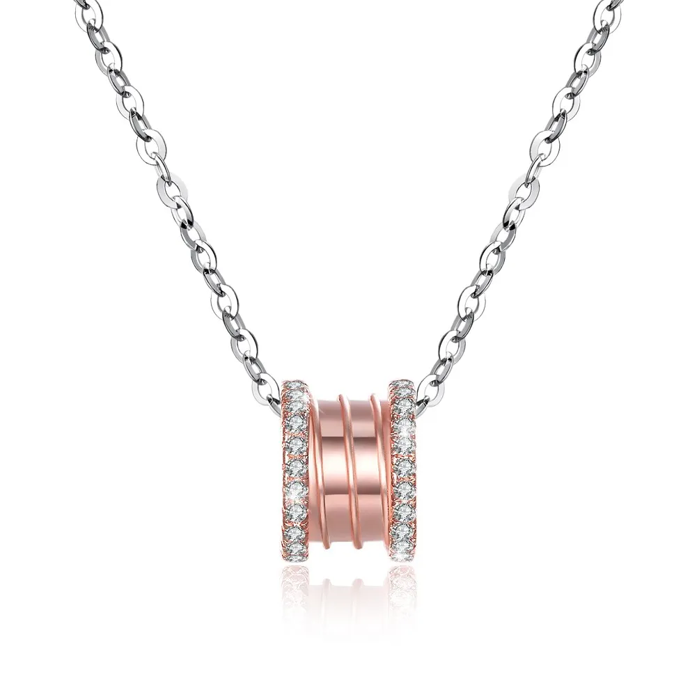

PTE Agility Rose Gold Round Pendant Sterling Silver Necklace